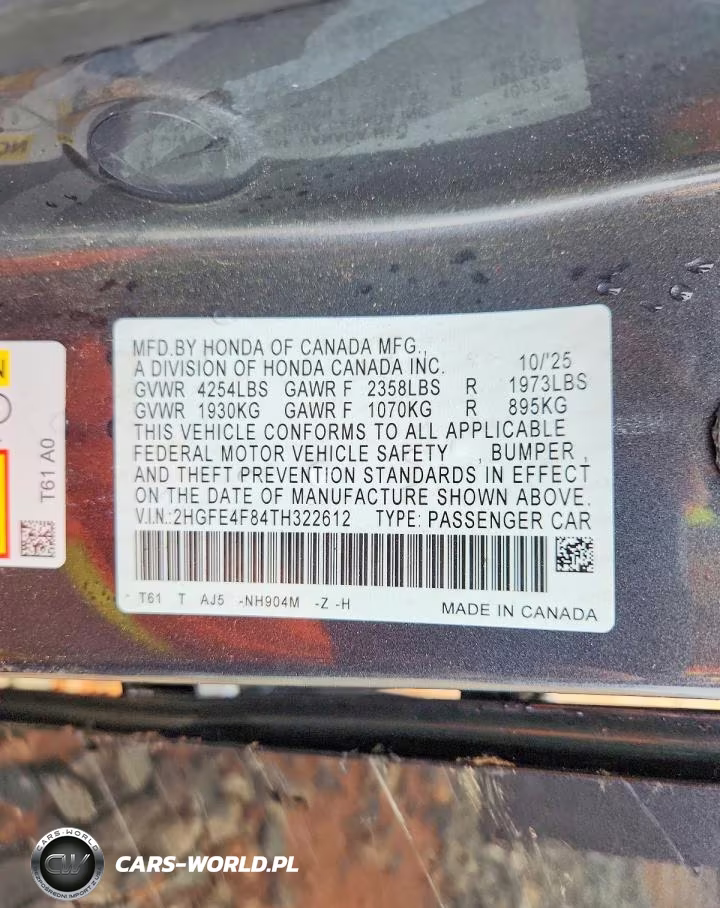 2026 Honda Civic Sport VIN:2HGFE4F84TH322612 - 12