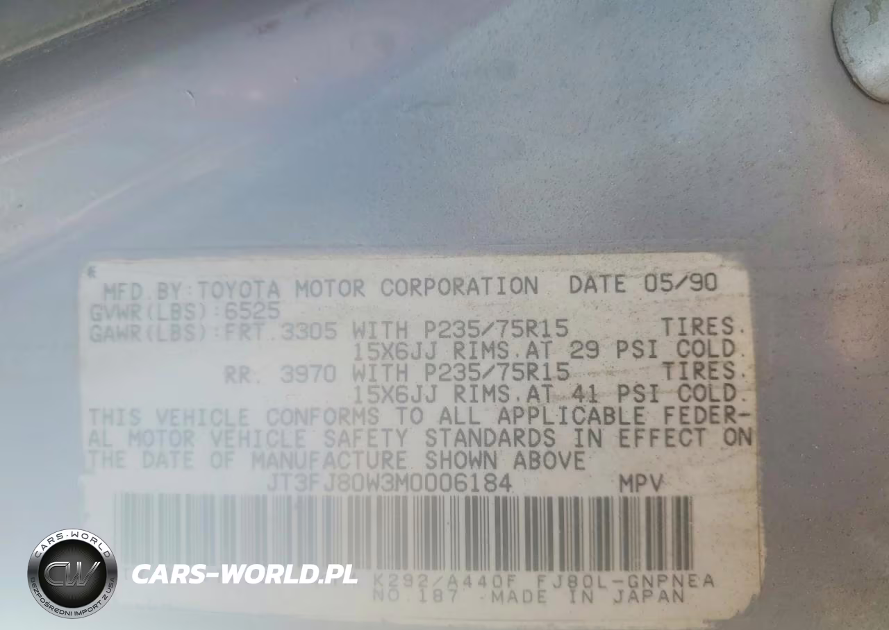 1991 Toyota Land Cruiser Fj80 VIN:JT3FJ80W3M0006184 - 13