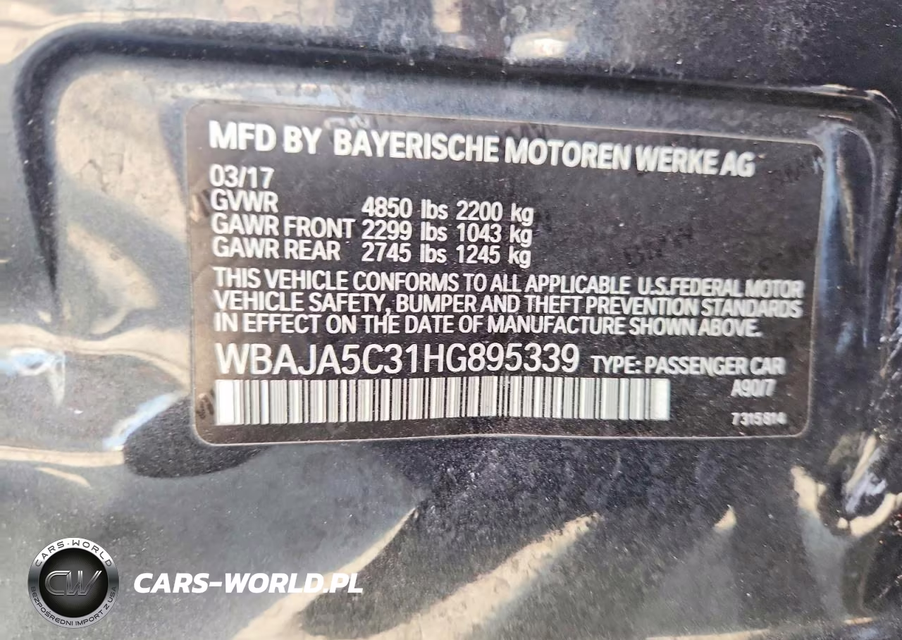 2017 BMW 530 I VIN:WBAJA5C31HG895339 - 12