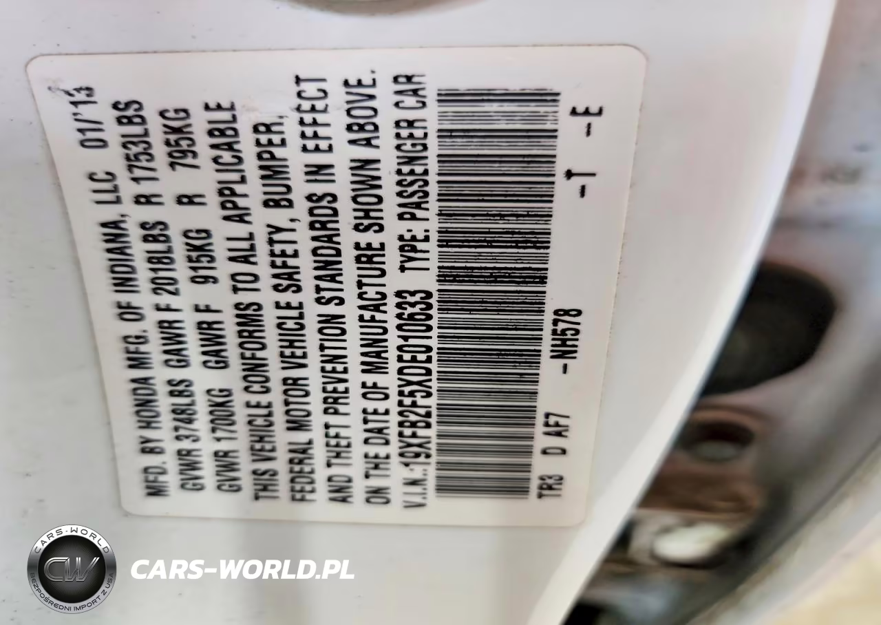 2013 Honda Civic Lx VIN:19XFB2F5XDE010633 - 12