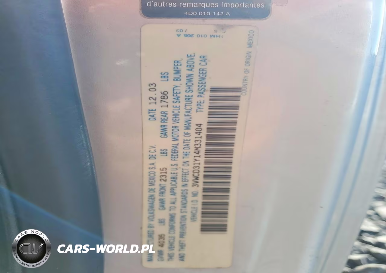2004 Volkswagen Beetle VIN:3VWCD31Y14M331404 - 12