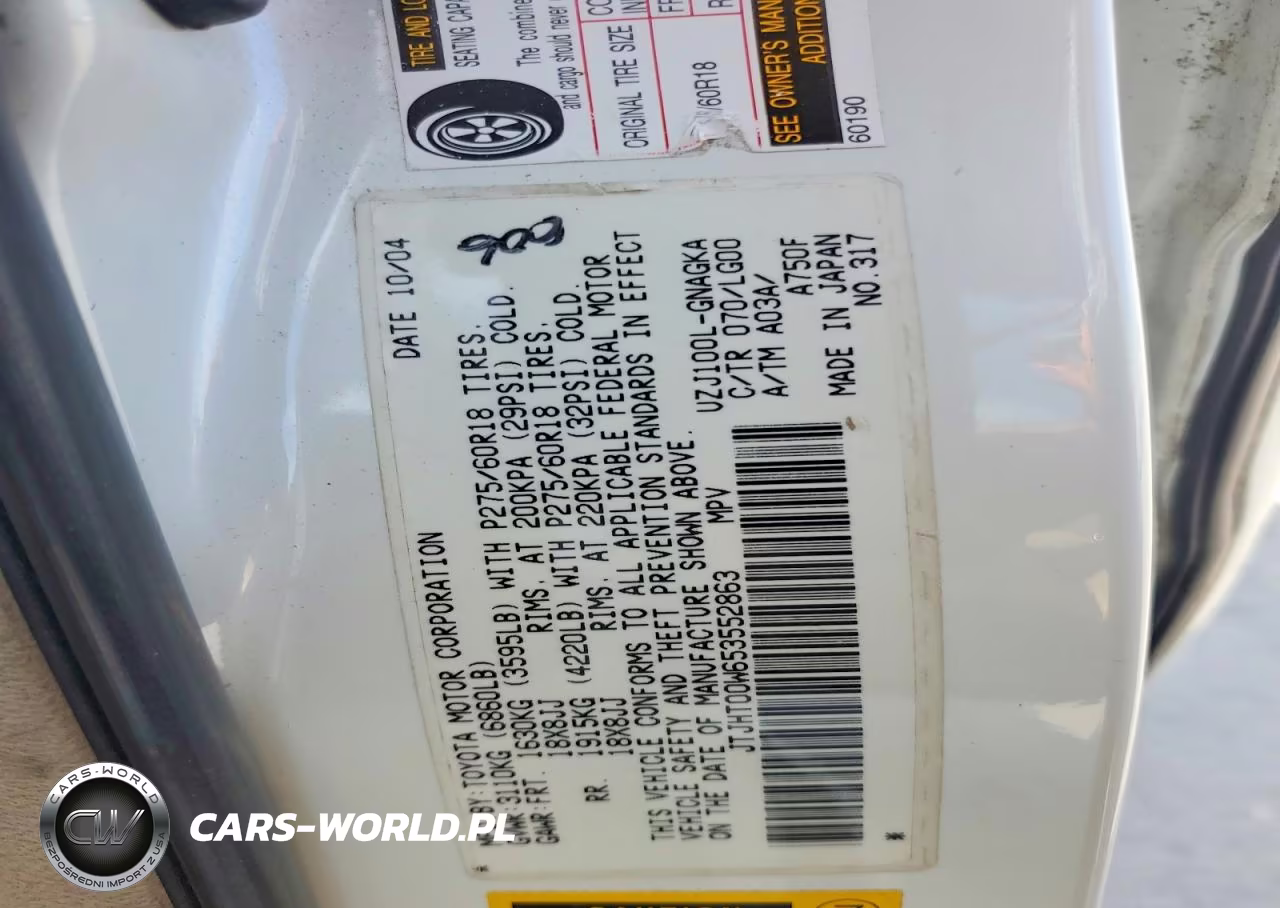 2005 Lexus Lx 470 VIN:JTJHT00W653552863 - 13