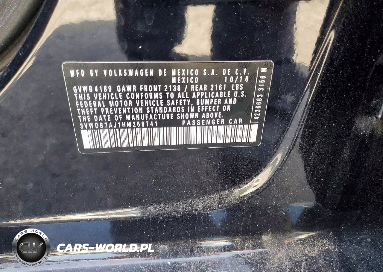 2017 Volkswagen Jetta Se VIN:3VWDB7AJ1HM258741 - 12