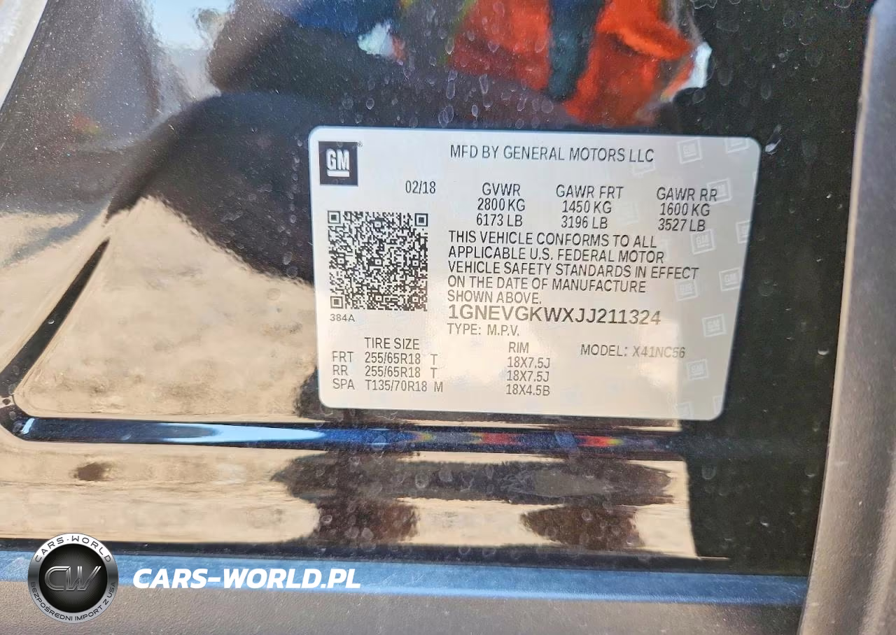 2018 Chevrolet Traverse Lt VIN:1GNEVGKWXJJ211324 - 13
