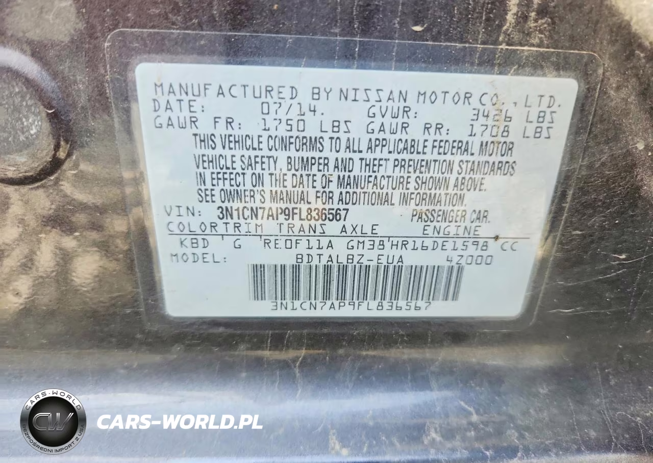 2015 Nissan Versa 1.6 Sv VIN:3N1CN7AP9FL836567 - 12