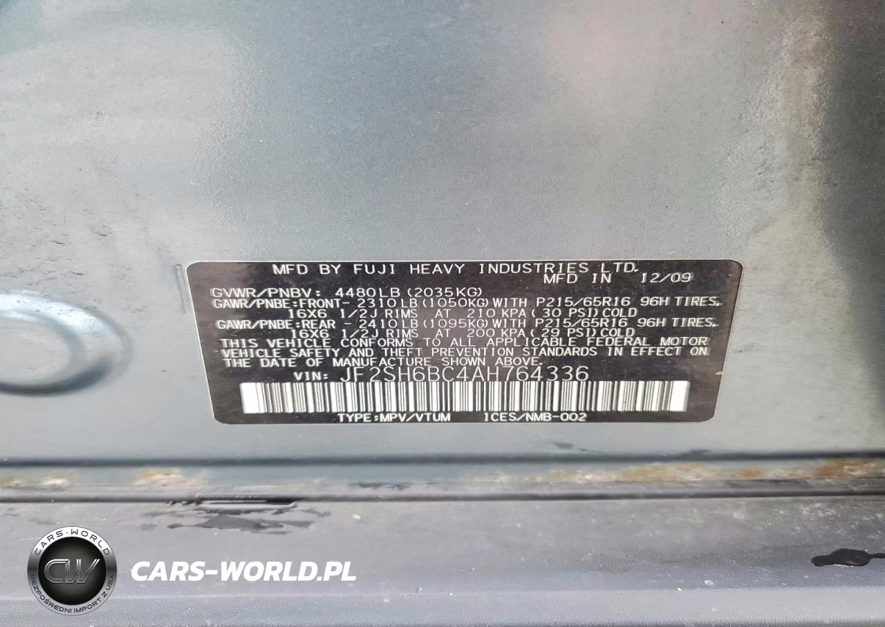 2010 Subaru Forester Xs VIN:JF2SH6BC4AH764336 - 12