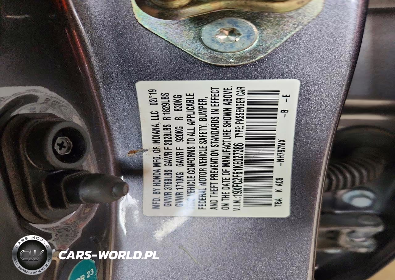 2019 Honda Civic Lx VIN:19XFC2F61KE027386 - 12