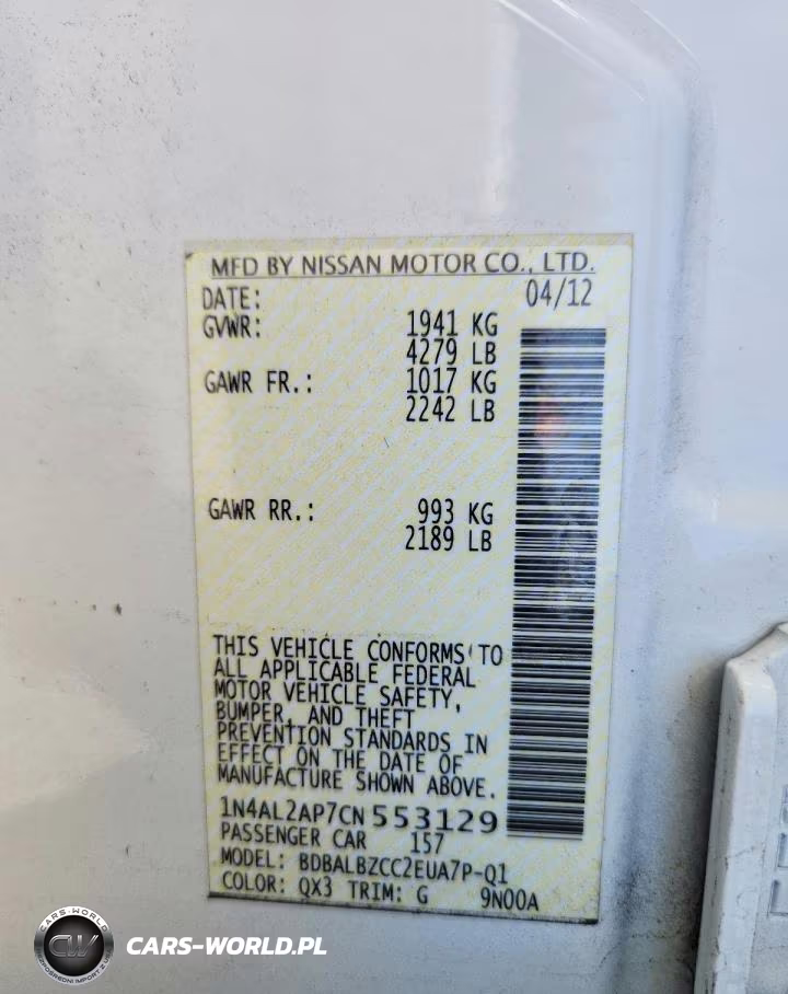 2012 Nissan Altima 2.5 VIN:1N4AL2AP7CN553129 - 12