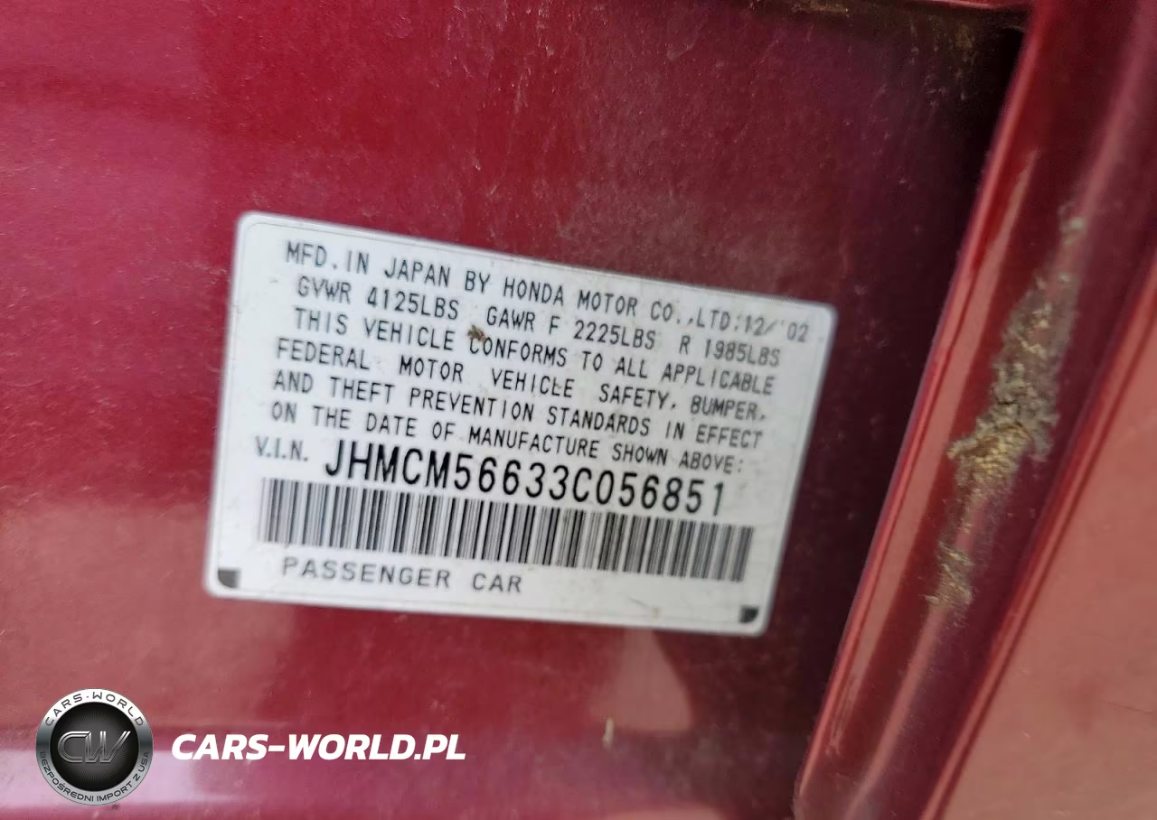 2003 Honda Accord Ex VIN:JHMCM56633C056851 - 12