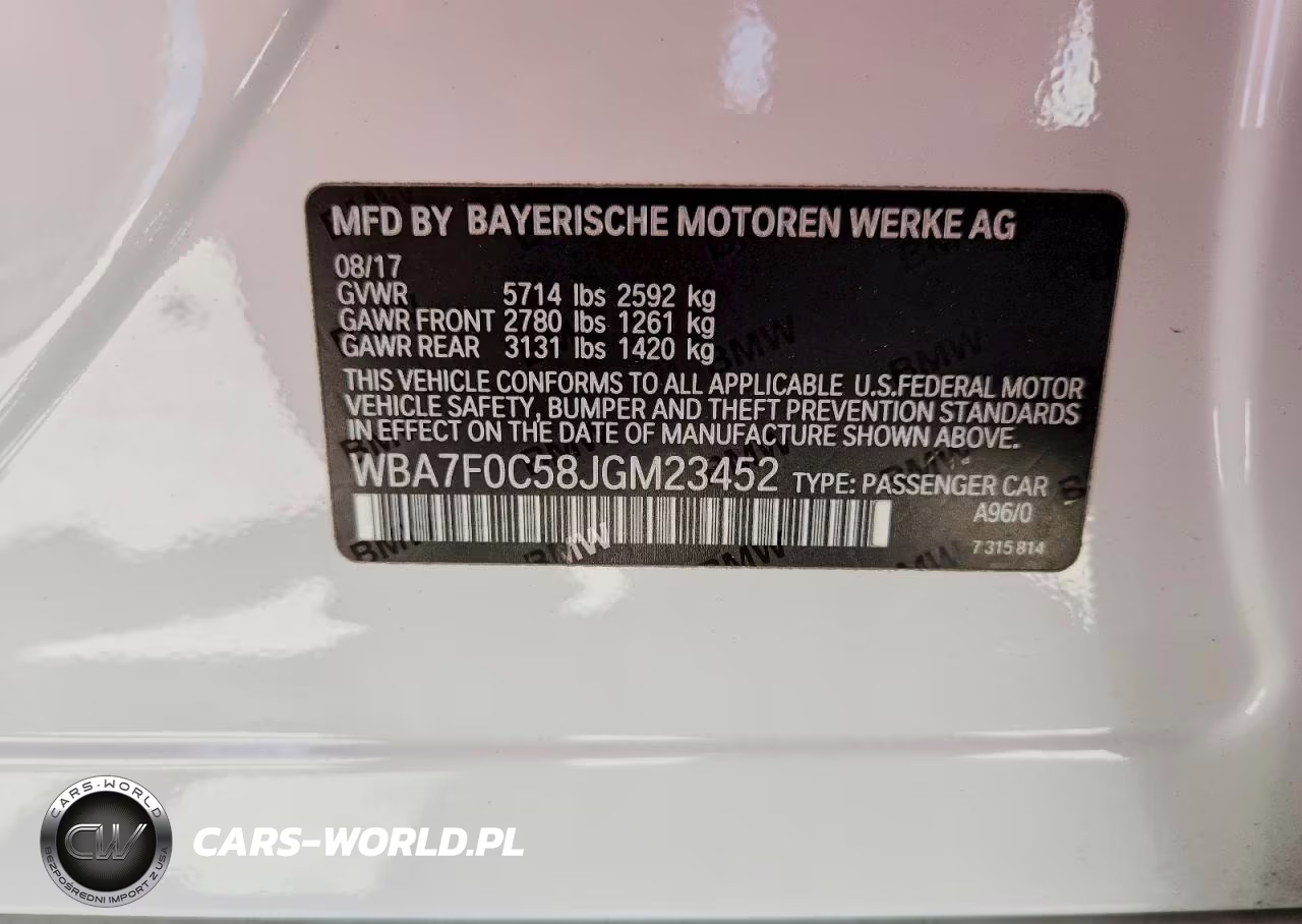 2018 BMW 750 I VIN:WBA7F0C58JGM23452 - 12