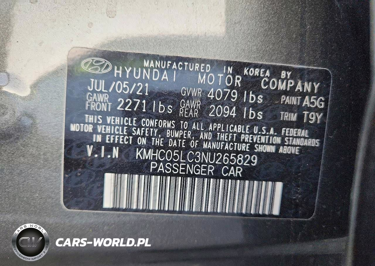 2022 Hyundai Ioniq Limited VIN:KMHC05LC3NU265829 - 13