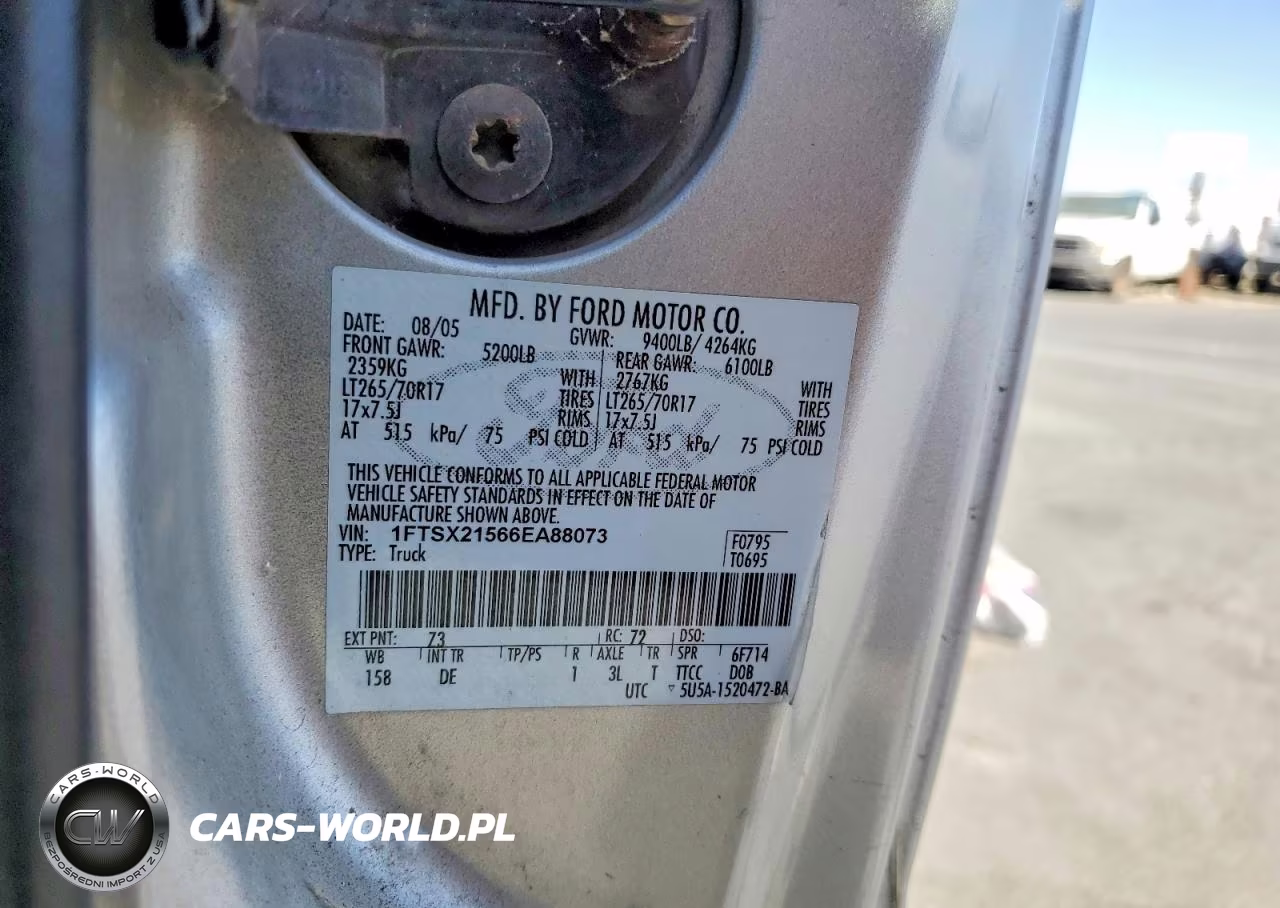 2006 Ford F250 VIN:1FTSX21566EA88073 - 12