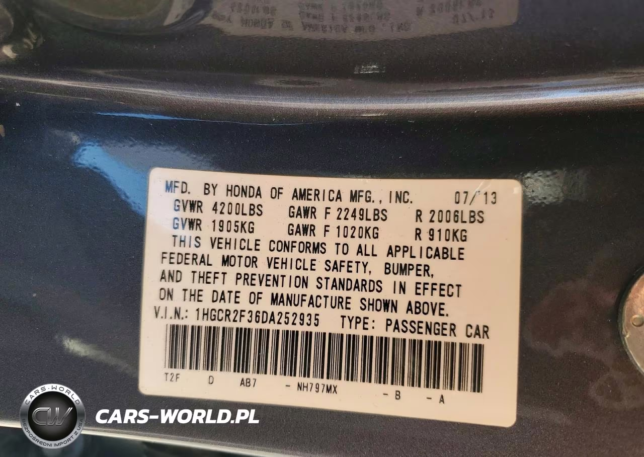 2013 Honda Accord Lx VIN:1HGCR2F36DA252935 - 12