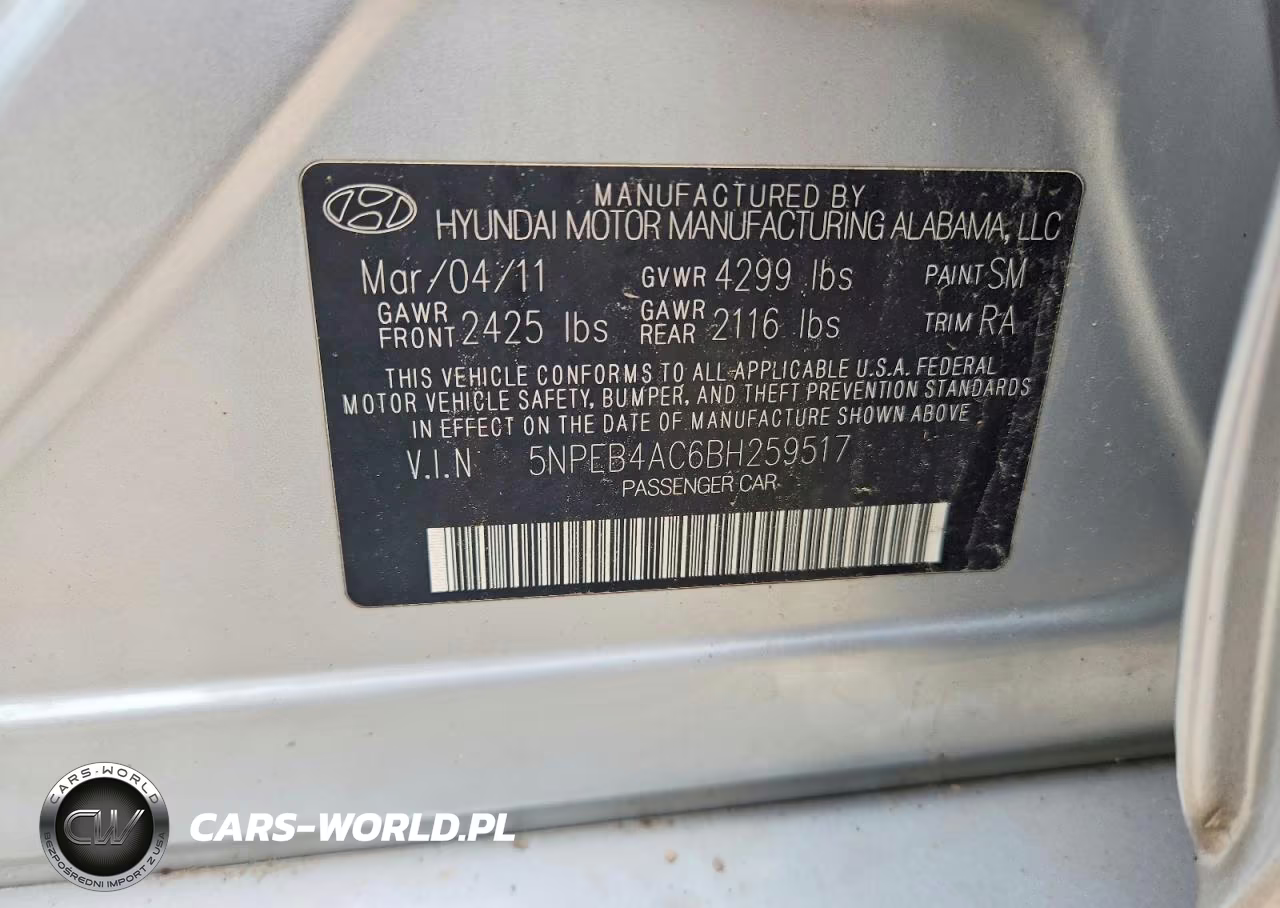 2011 Hyundai Sonata Gls VIN:5NPEB4AC6BH259517 - 12