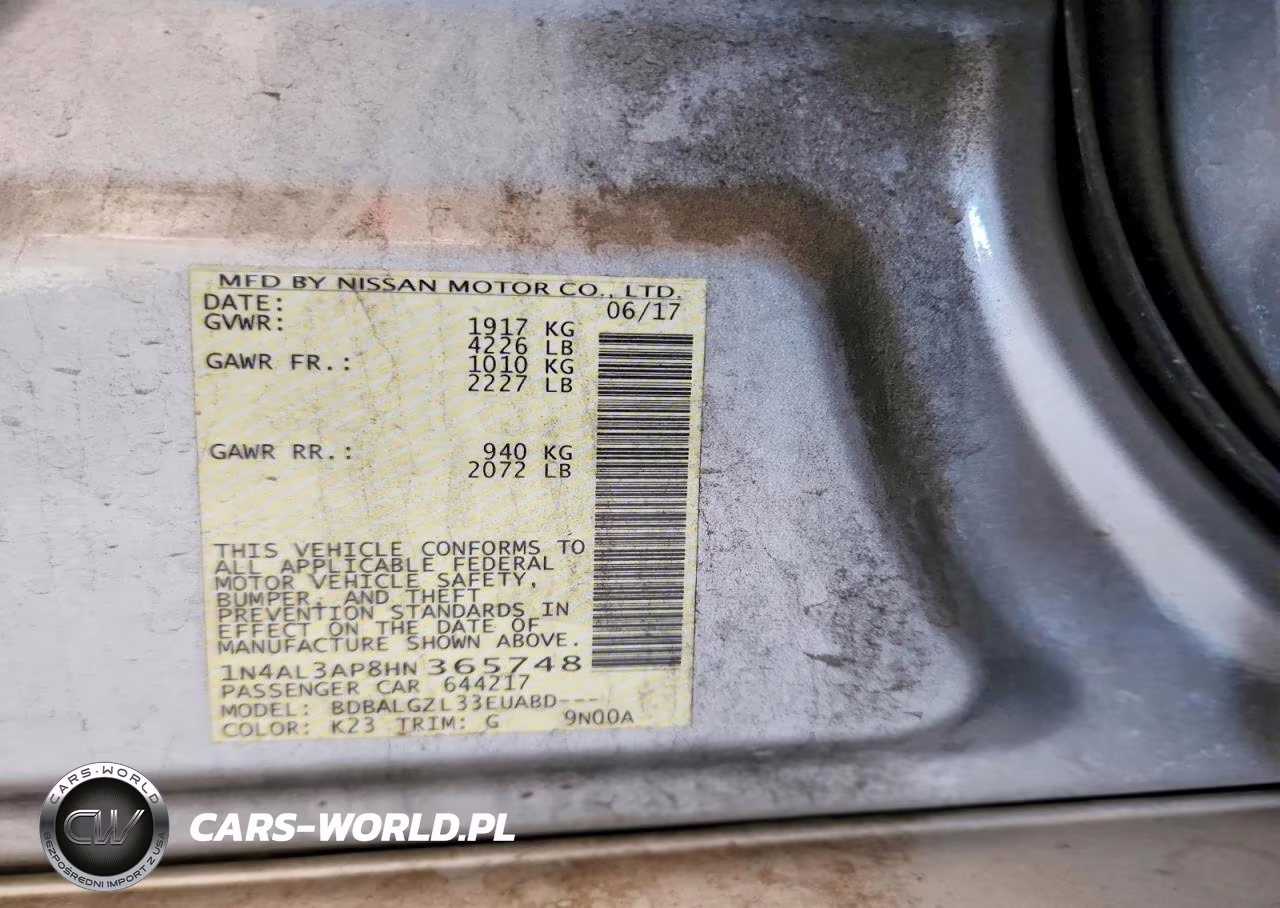 2017 Nissan Altima 2.5 S VIN:1N4AL3AP8HN365748 - 12