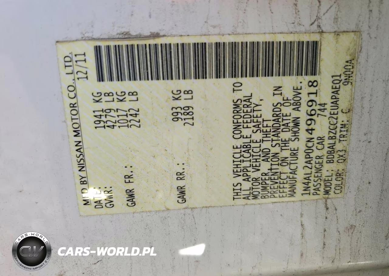 2012 Nissan Altima 2.5 VIN:1N4AL2AP0CN496918 - 13