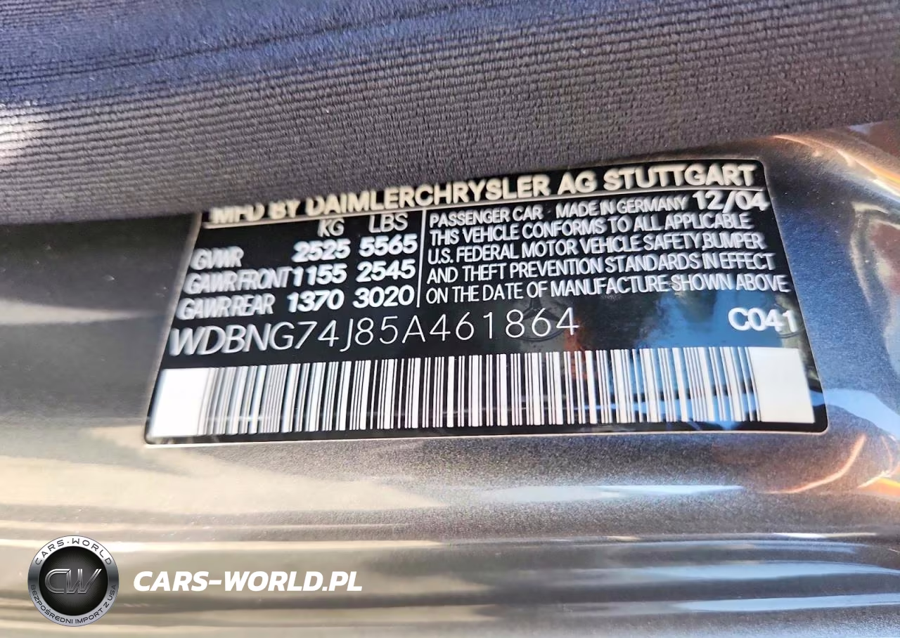 2005 Mercedes-Benz S 55 Amg VIN:WDBNG74J85A461864 - 13