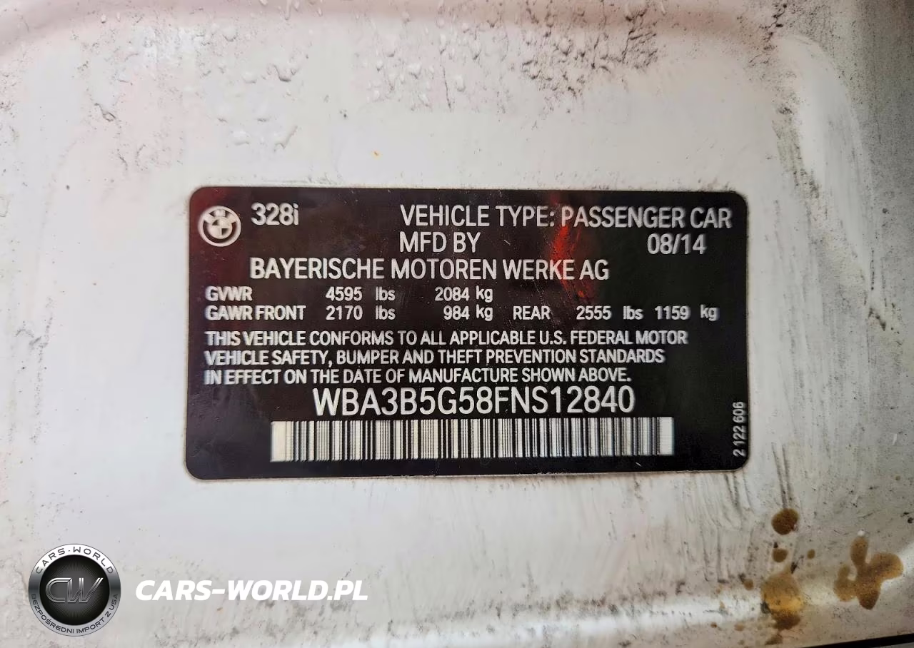 2015 BMW 328 Xi Sulev VIN:WBA3B5G58FNS12840 - 12