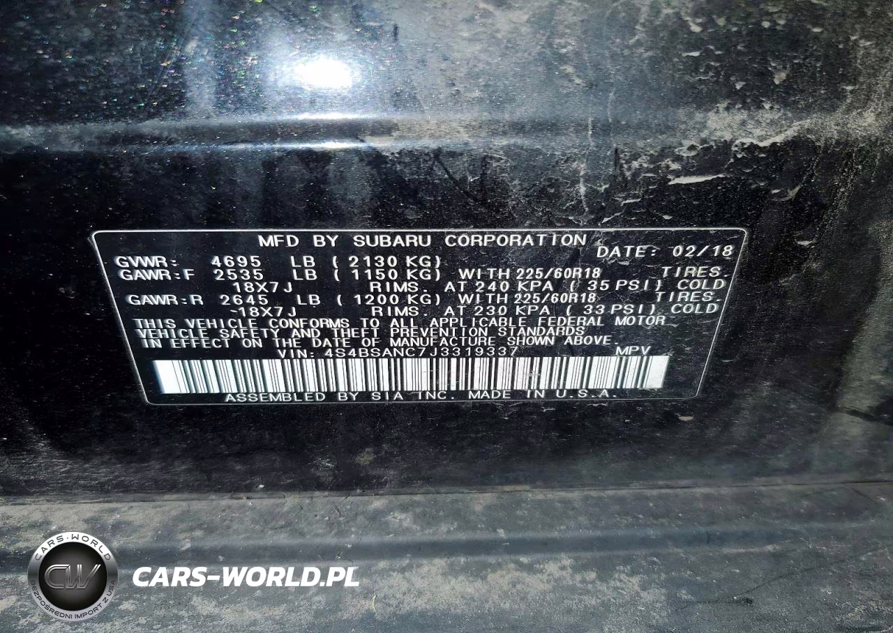 2018 Subaru Outback 2.5I Limited VIN:4S4BSANC7J3319337 - 13
