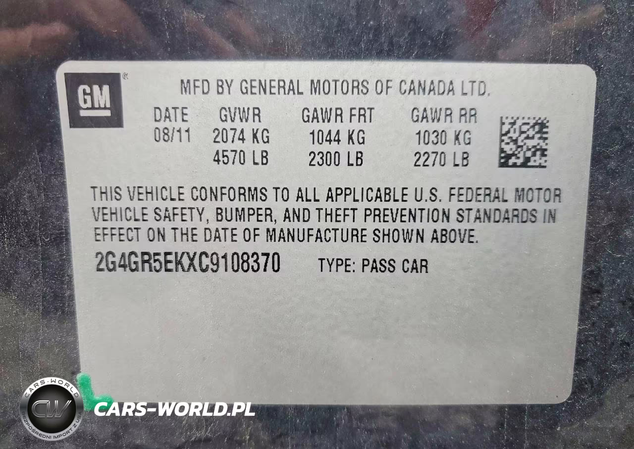 2012 Buick Regal VIN:2G4GR5EKXC9108370 - 12