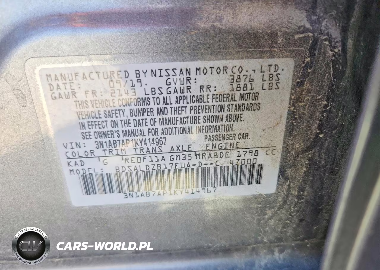 2019 Nissan Sentra Sv VIN:3N1AB7AP1KY414967 - 13