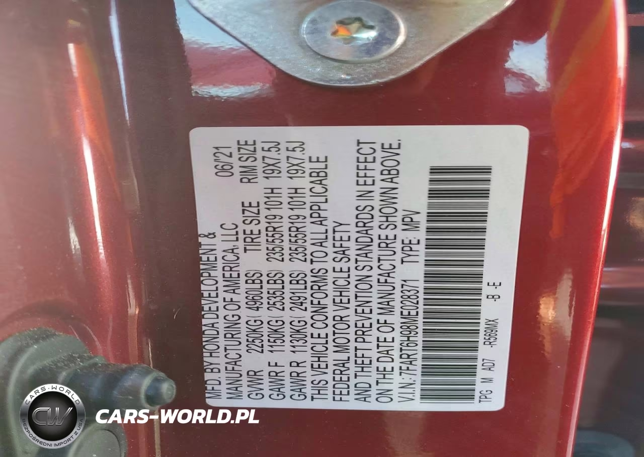2021 Honda Cr-V Touring VIN:7FART6H98ME028371 - 13