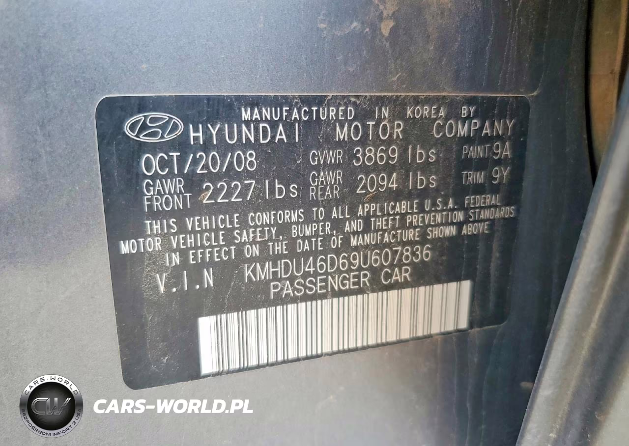 2009 Hyundai Elantra Gls VIN:KMHDU46D69U607836 - 12