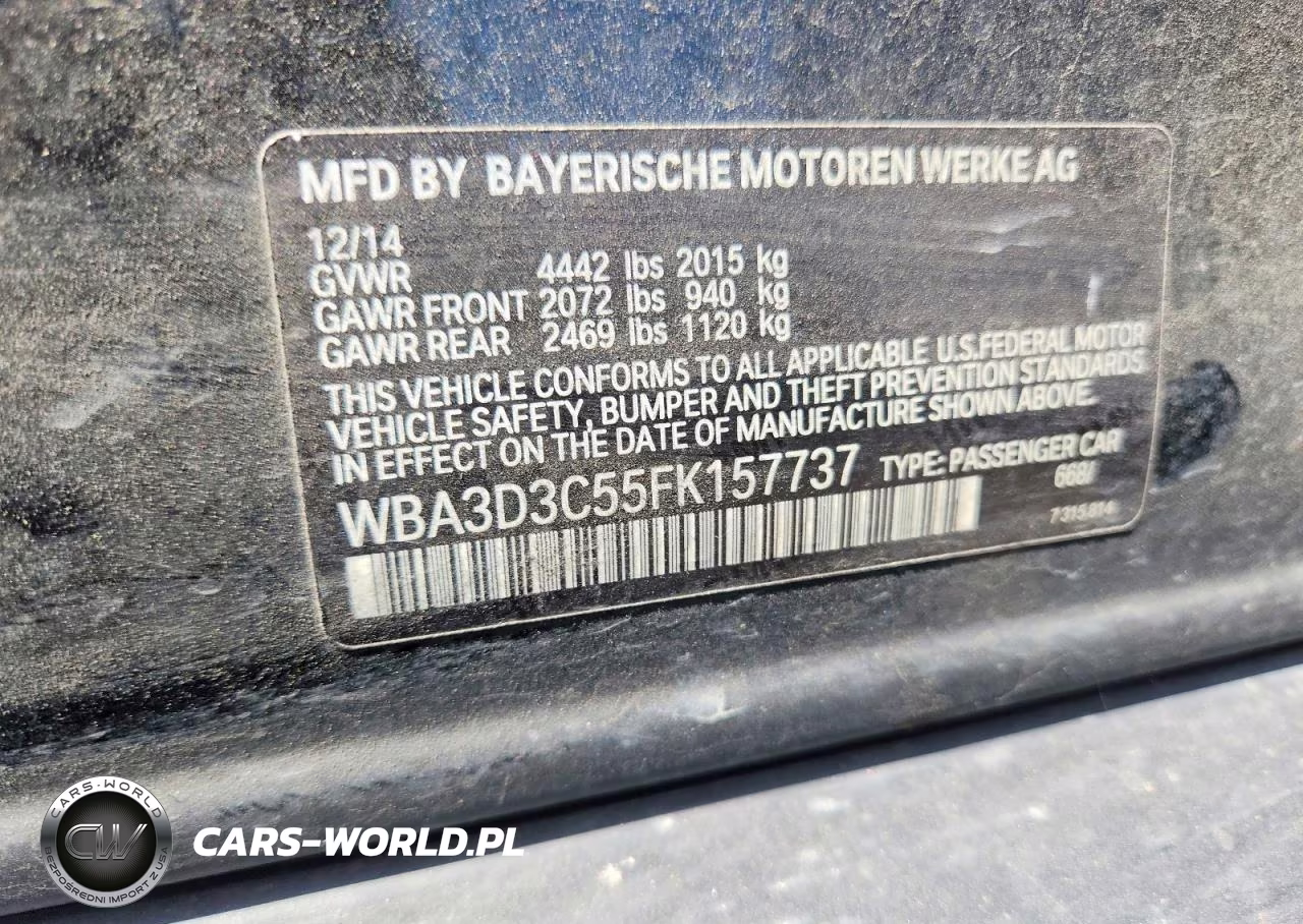 2015 BMW 328 D VIN:WBA3D3C55FK157737 - 12