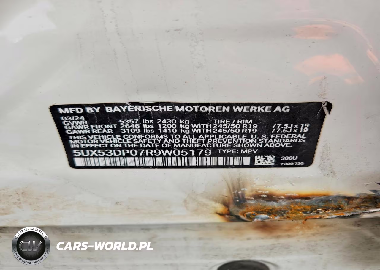 2024 BMW X3 xDrive30I VIN:5UX53DP07R9W05179 - 12
