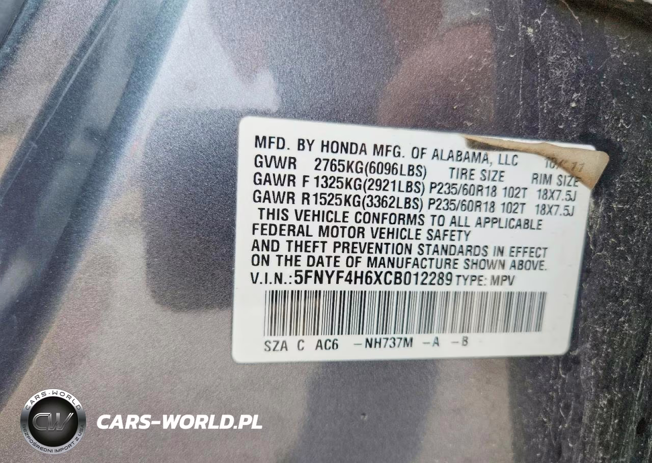 2012 Honda Pilot Exl VIN:5FNYF4H6XCB012289 - 13