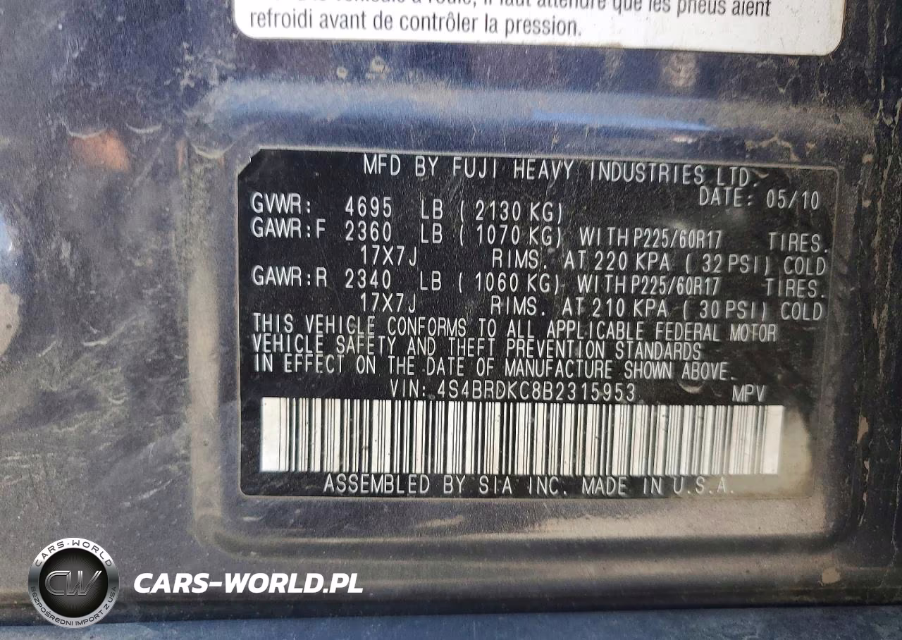 2011 Subaru Outback 3.6R Limited VIN:4S4BRDKC8B2315953 - 13
