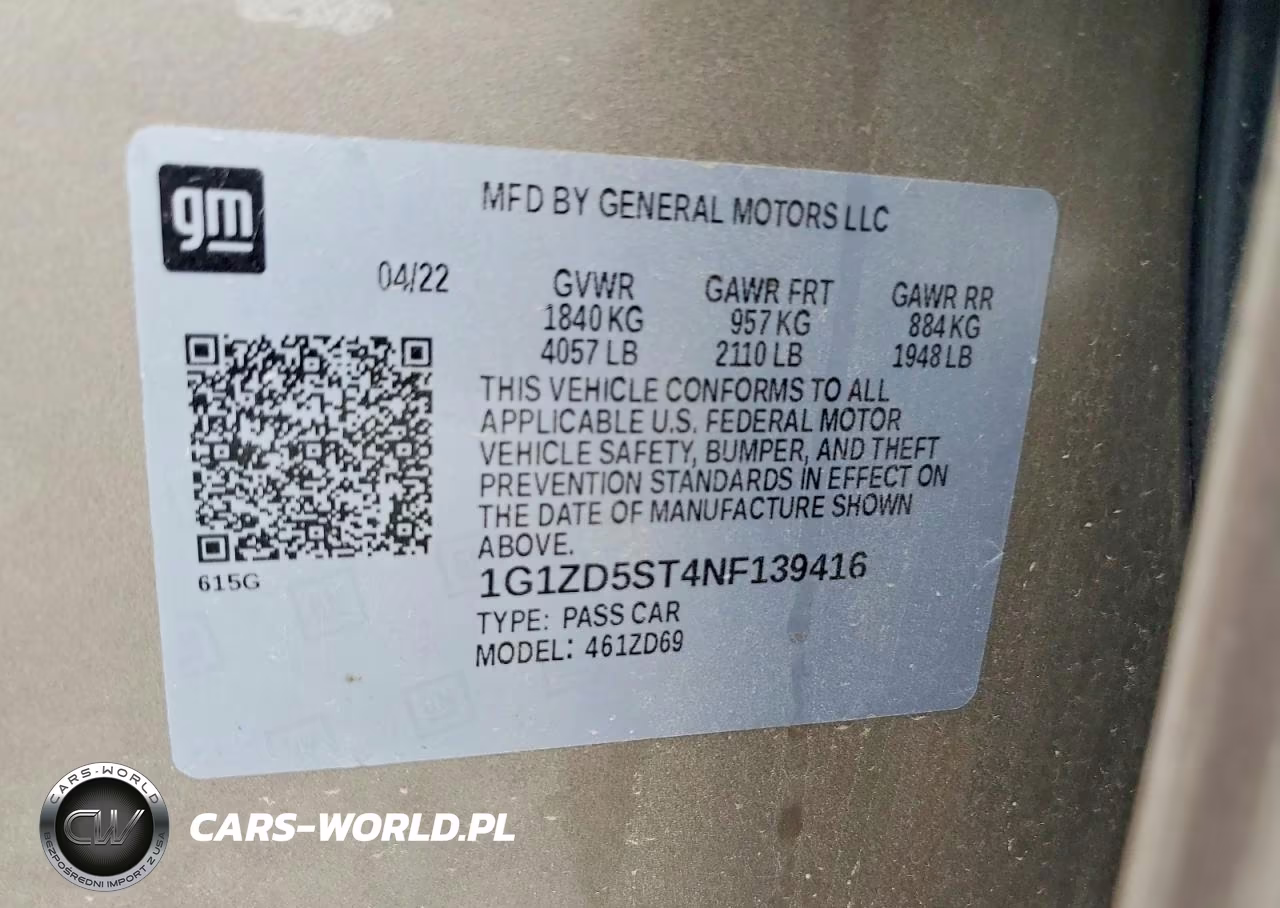 2022 Chevrolet Malibu Lt VIN:1G1ZD5ST4NF139416 - 12
