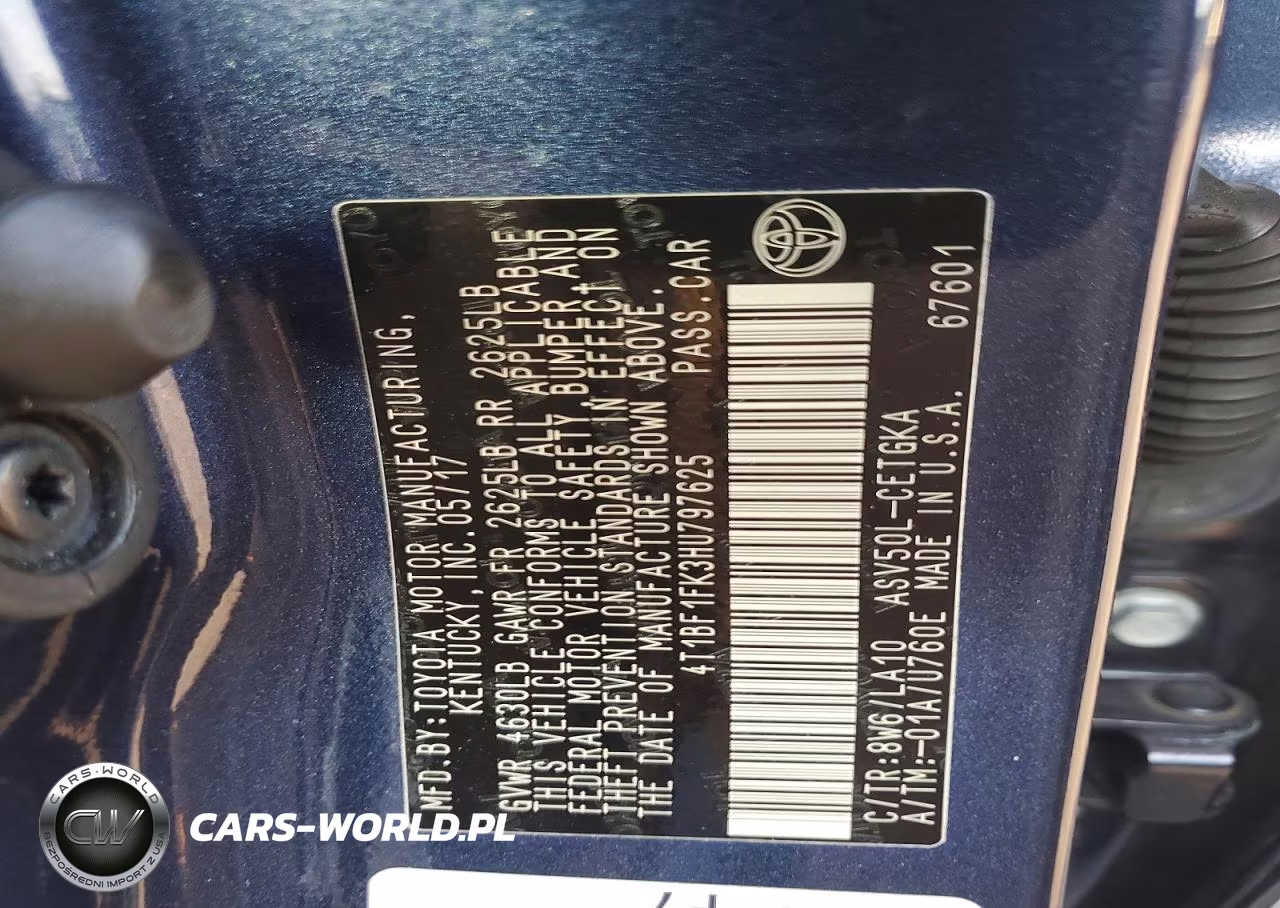 2017 Toyota Camry Xle VIN:4T1BF1FK3HU797625 - 12