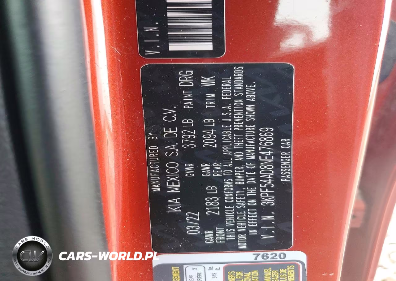 2022 Kia Forte Gt Line VIN:3KPF54AD8NE476869 - 12