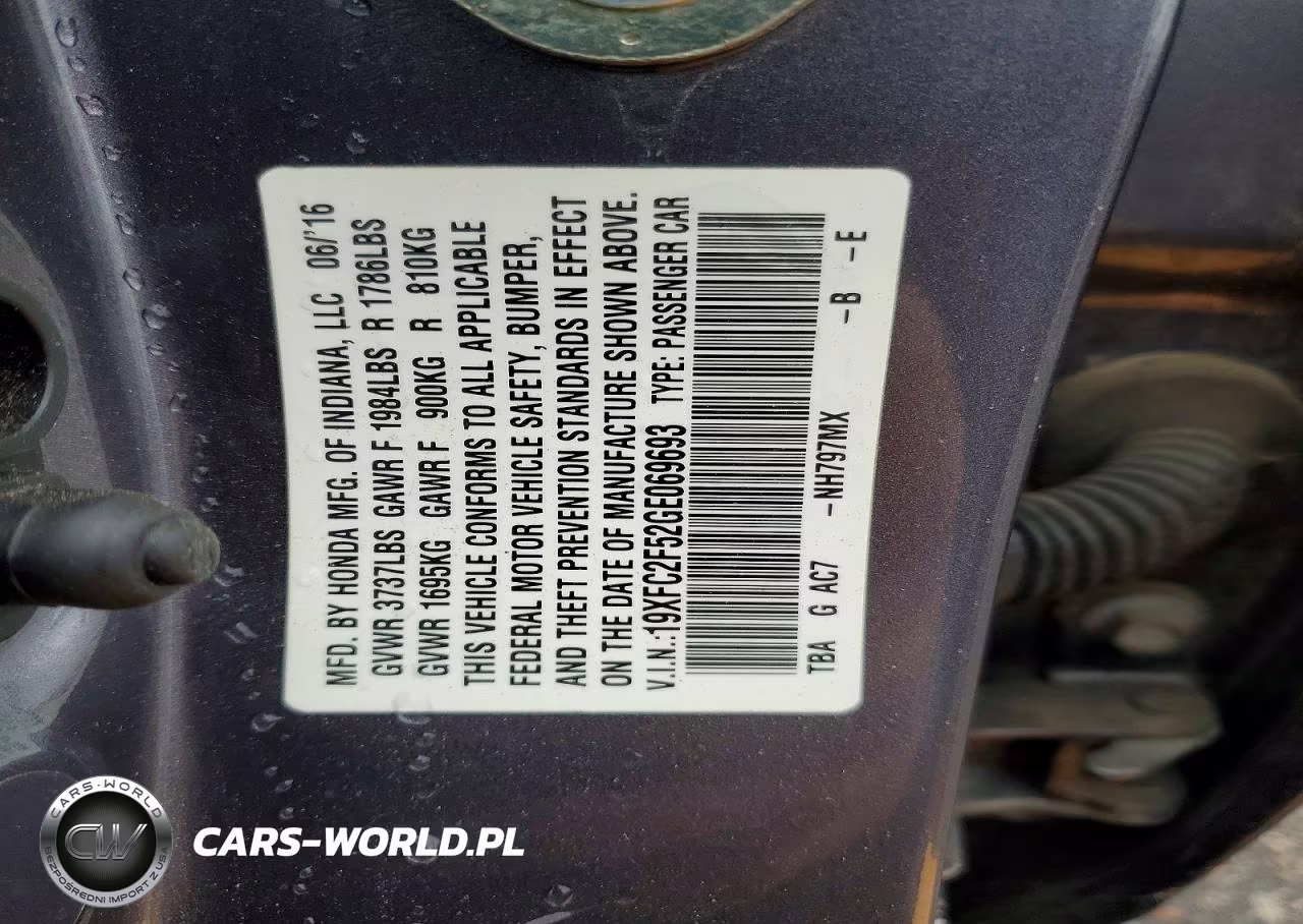 2016 Honda Civic Lx VIN:19XFC2F52GE069693 - 12
