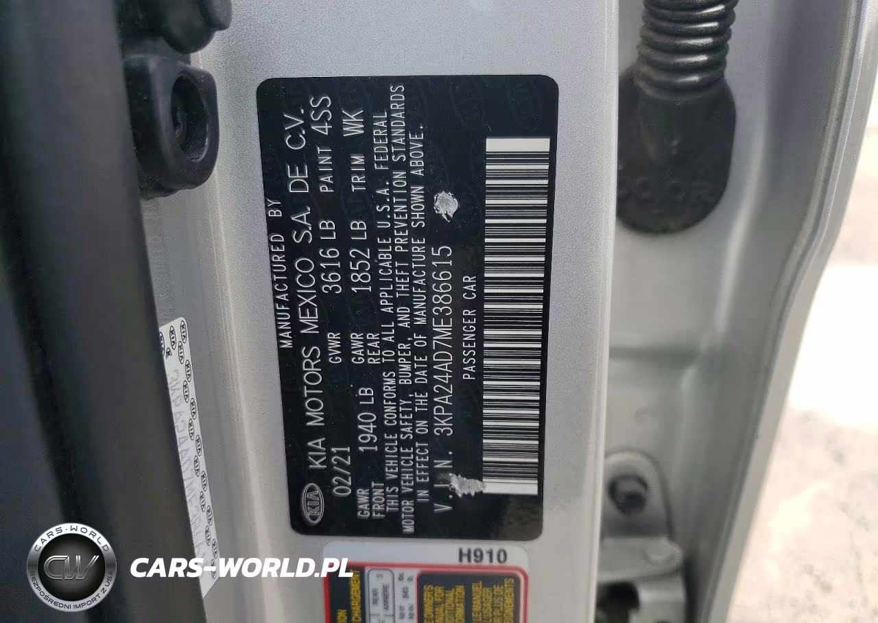 2021 Kia Rio S VIN:3KPA24AD7ME386615 - 13