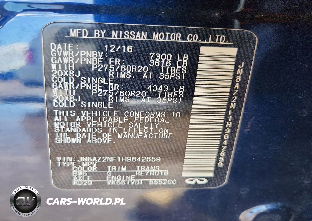 2017 Infiniti Qx80 Base VIN:JN8AZ2NF1H9642659 - 14