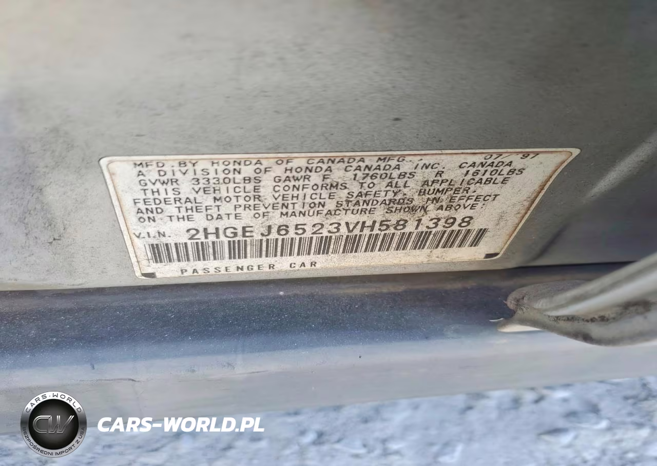 1997 Honda Civic Dx VIN:2HGEJ6523VH581398 - 12