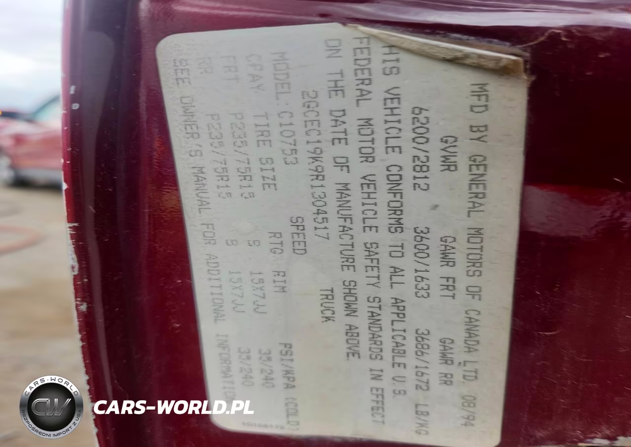 1994 Chevrolet Gmt-400 C1500 VIN:2GCEC19K9R1304517 - 12