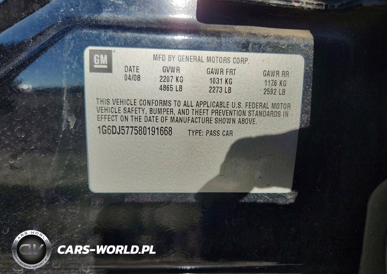 2008 Cadillac Cts VIN:1G6DJ577580191668 - 12