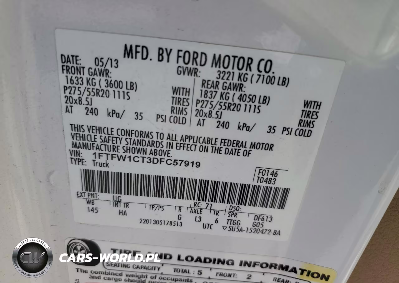 2013 Ford F150 Supercrew VIN:1FTFW1CT3DFC57919 - 12