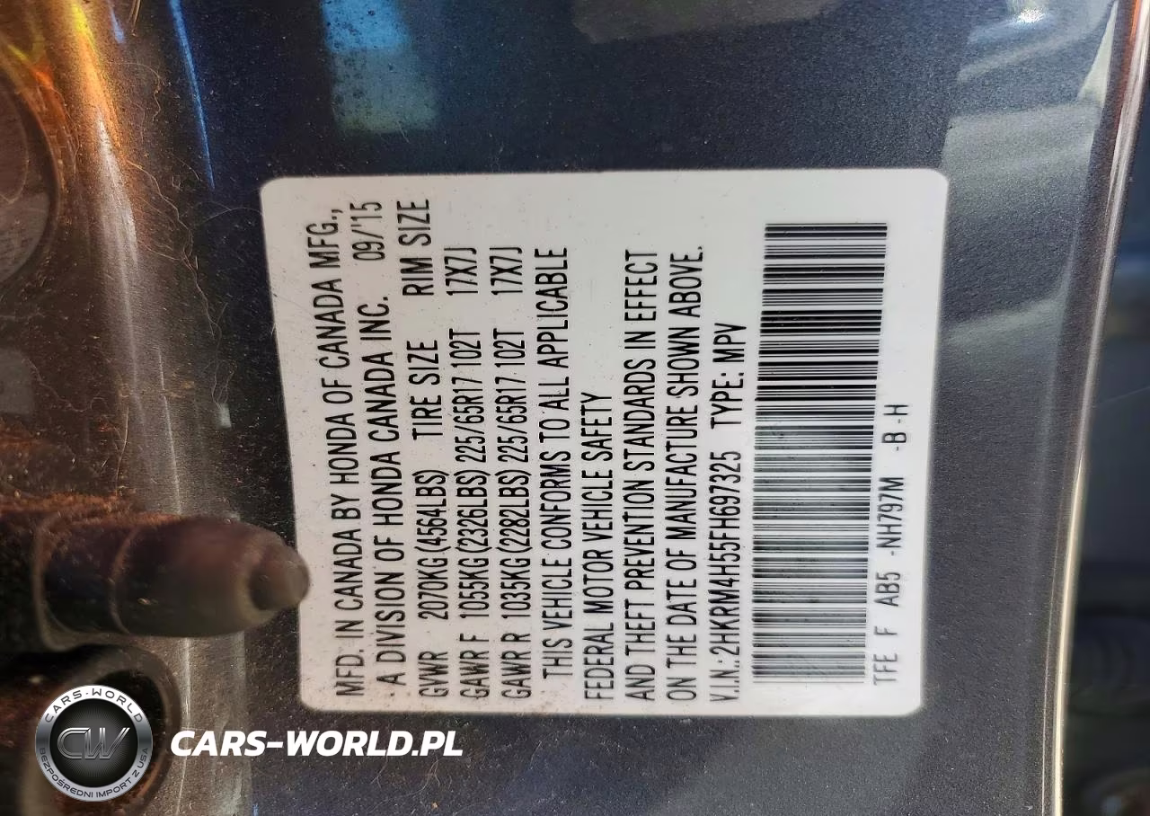 2015 Honda Cr-V Ex VIN:2HKRM4H55FH697325 - 12