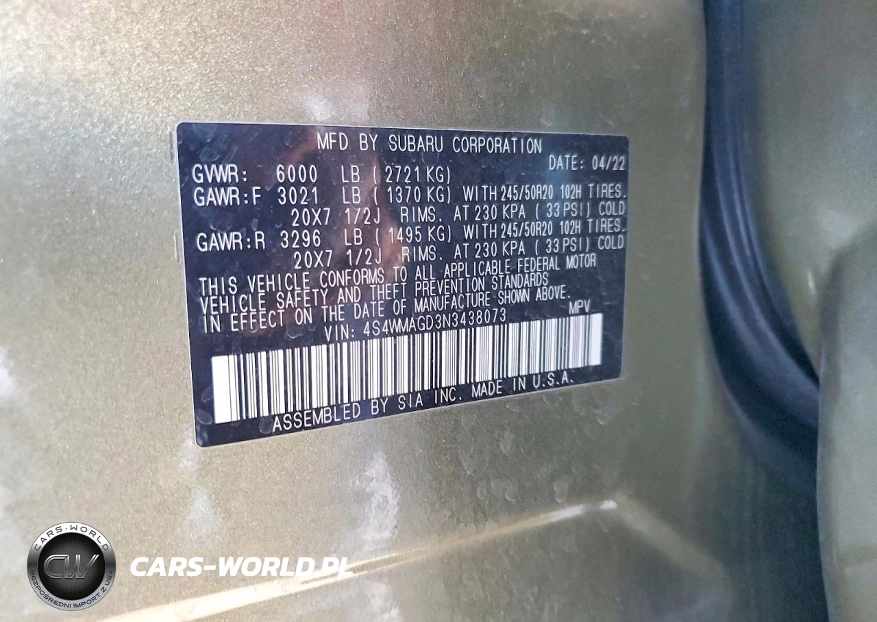 2022 Subaru Ascent Onyx Edition VIN:4S4WMAGD3N3438073 - 13
