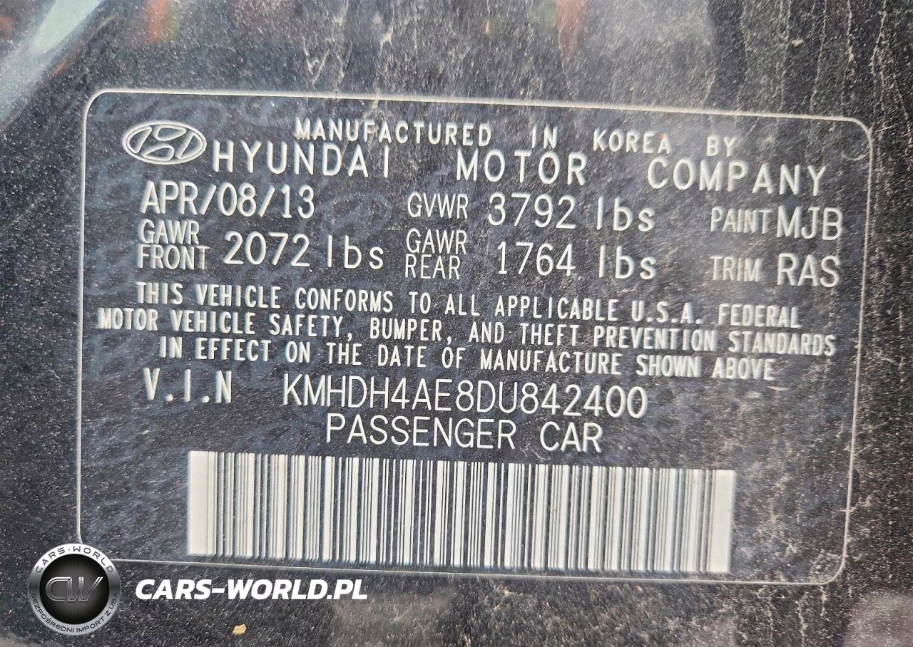 2013 Hyundai Elantra Gls VIN:KMHDH4AE8DU842400 - 12