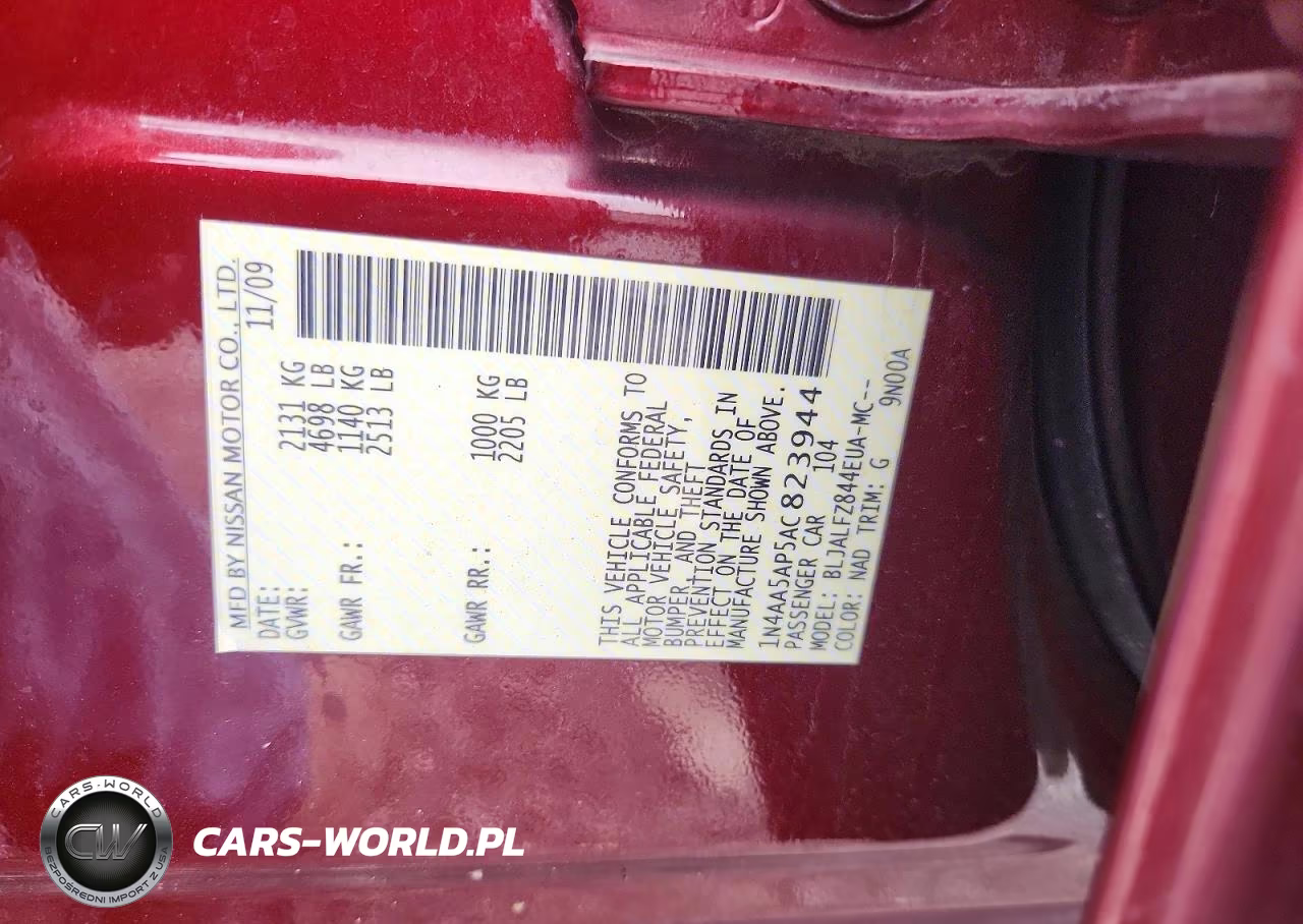 2010 Nissan Maxima 3.5 S VIN:1N4AA5AP5AC823944 - 13