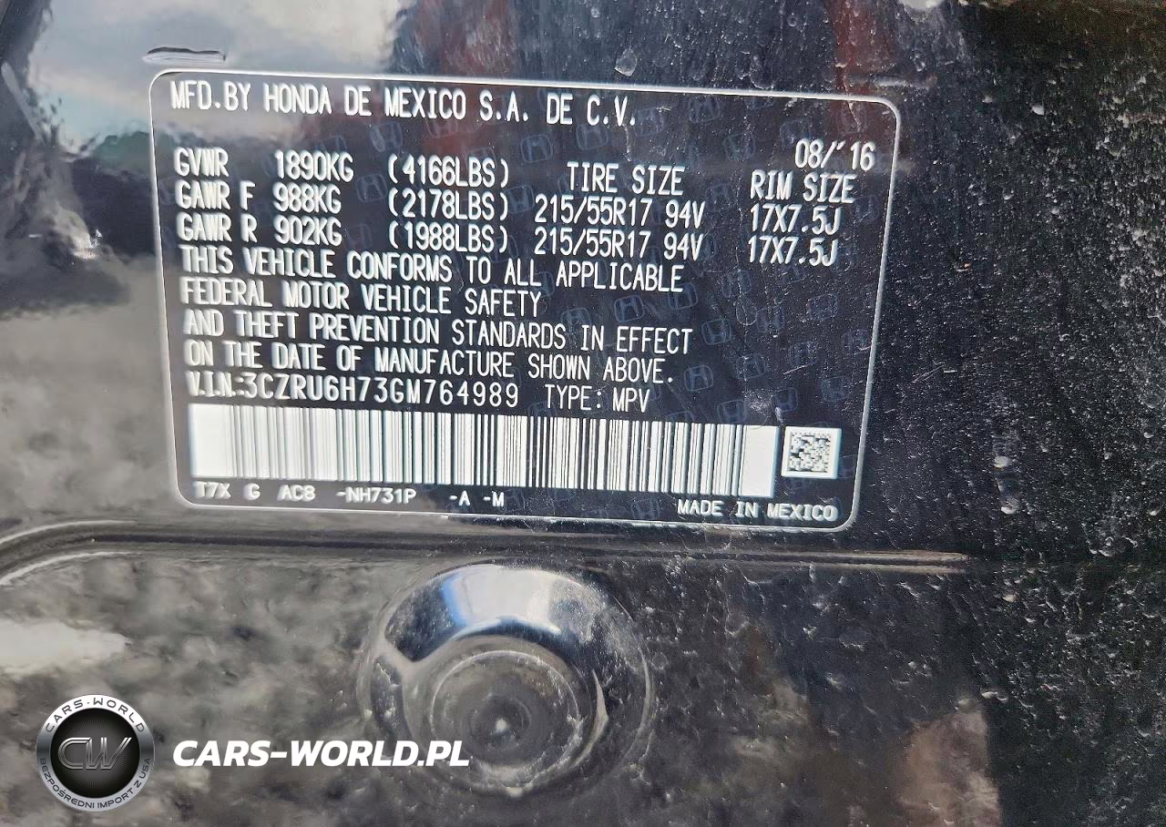 2016 Honda Hr-V Exl VIN:3CZRU6H73GM764989 - 13