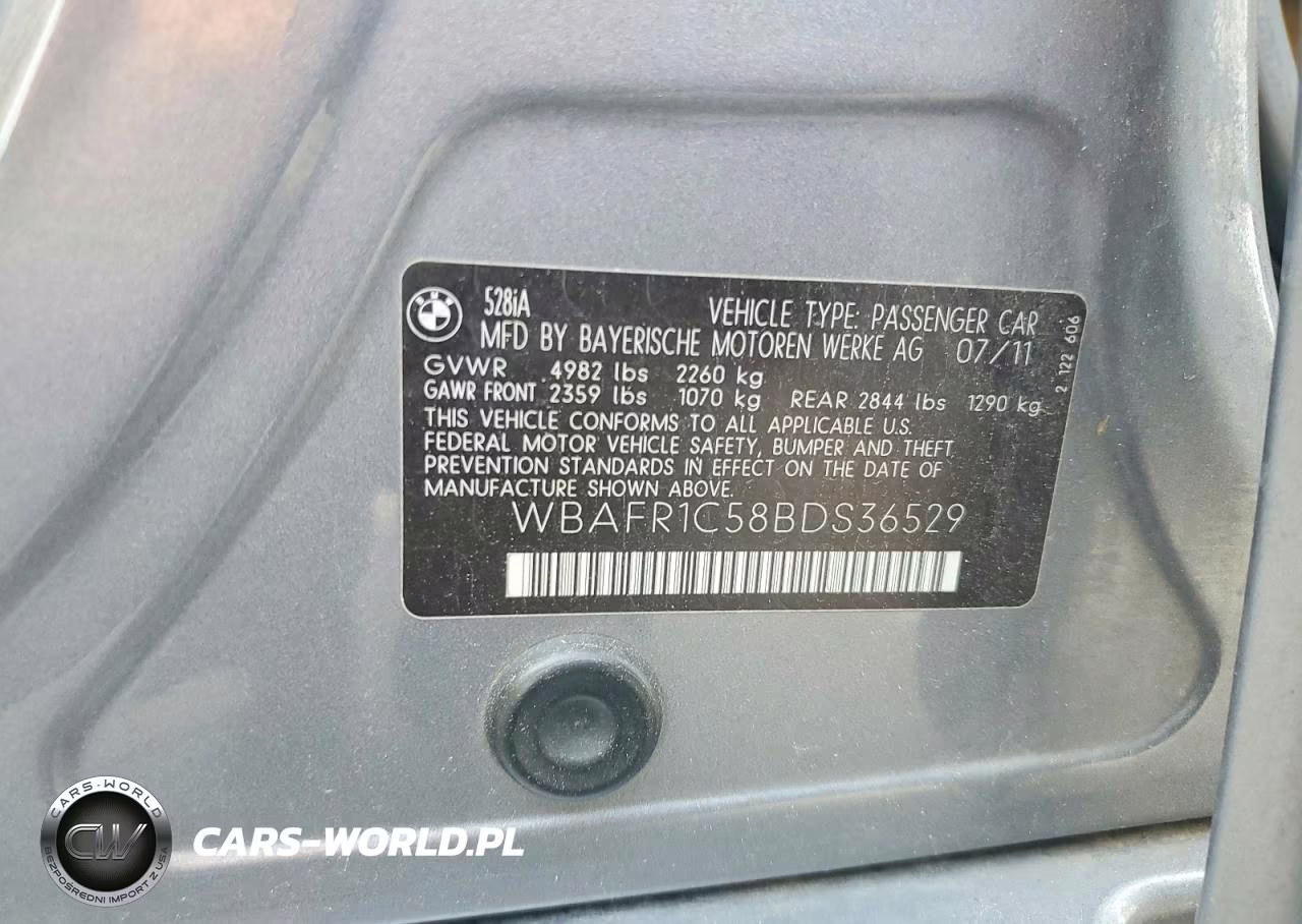 2011 BMW 528 I VIN:WBAFR1C58BDS36529 - 13