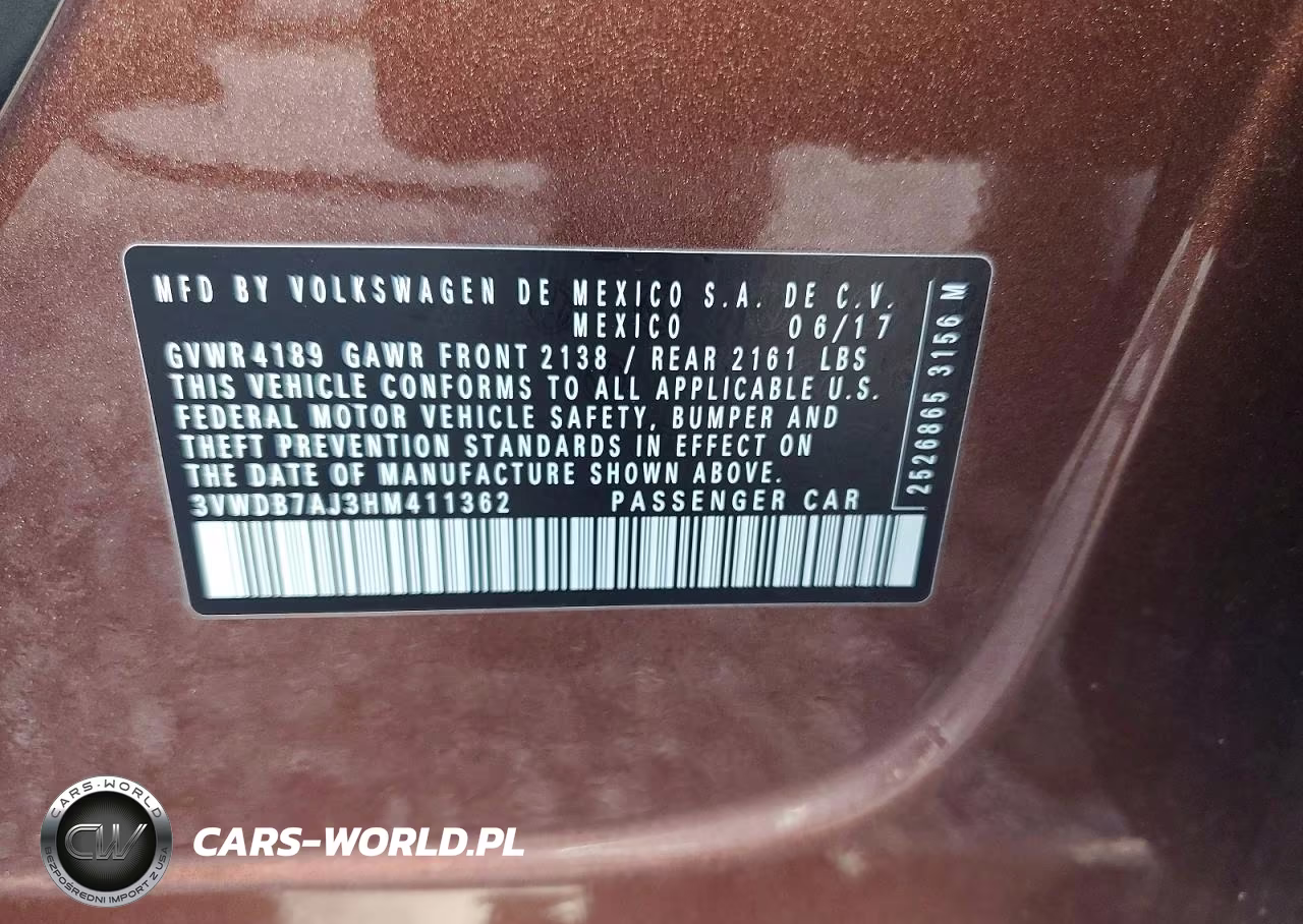 2017 Volkswagen Jetta Se VIN:3VWDB7AJ3HM411362 - 12