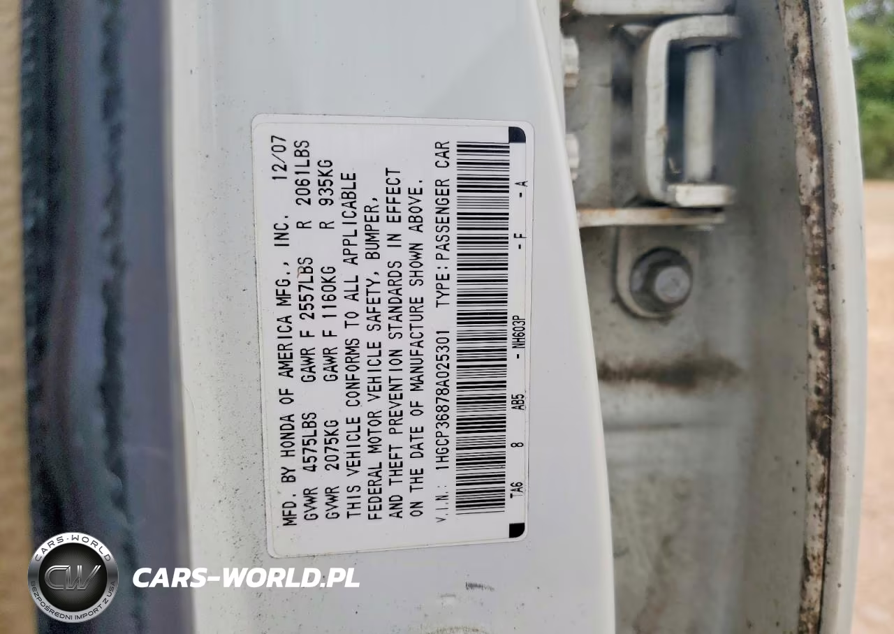 2008 Honda Accord Exl VIN:1HGCP36878A025301 - 12