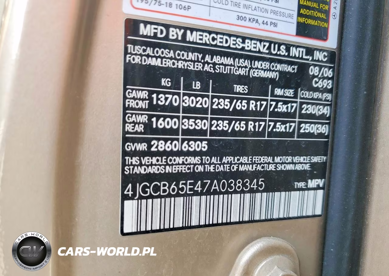 2007 Mercedes-Benz R 350 VIN:4JGCB65E47A038345 - 13